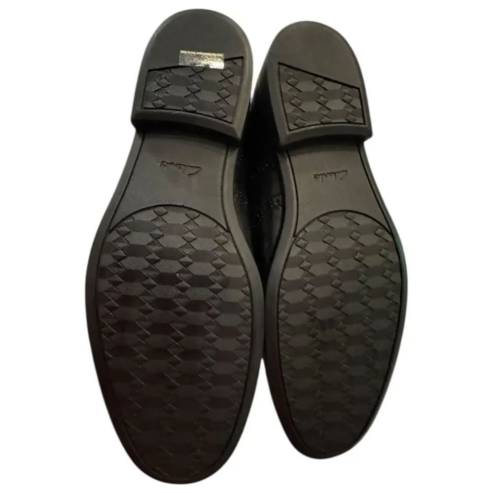 New Clarks Gabson Limit Men's Black Leather Oxford Dress Shoes 12 12W Wide